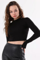 Siyah Dik Yaka Uzun Kollu Crop Bluz Siyah Dik Yaka Uzun Kollu Crop Bluz