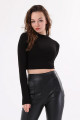 Siyah Dik Yaka Uzun Kollu Crop Bluz Siyah Dik Yaka Uzun Kollu Crop Bluz