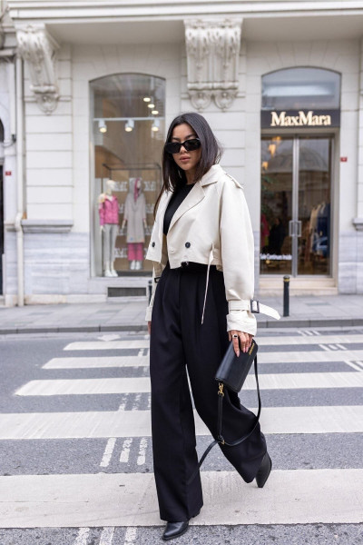 Kadın Yüksk Bel Cırtlı Beli Palazzo Pantolon