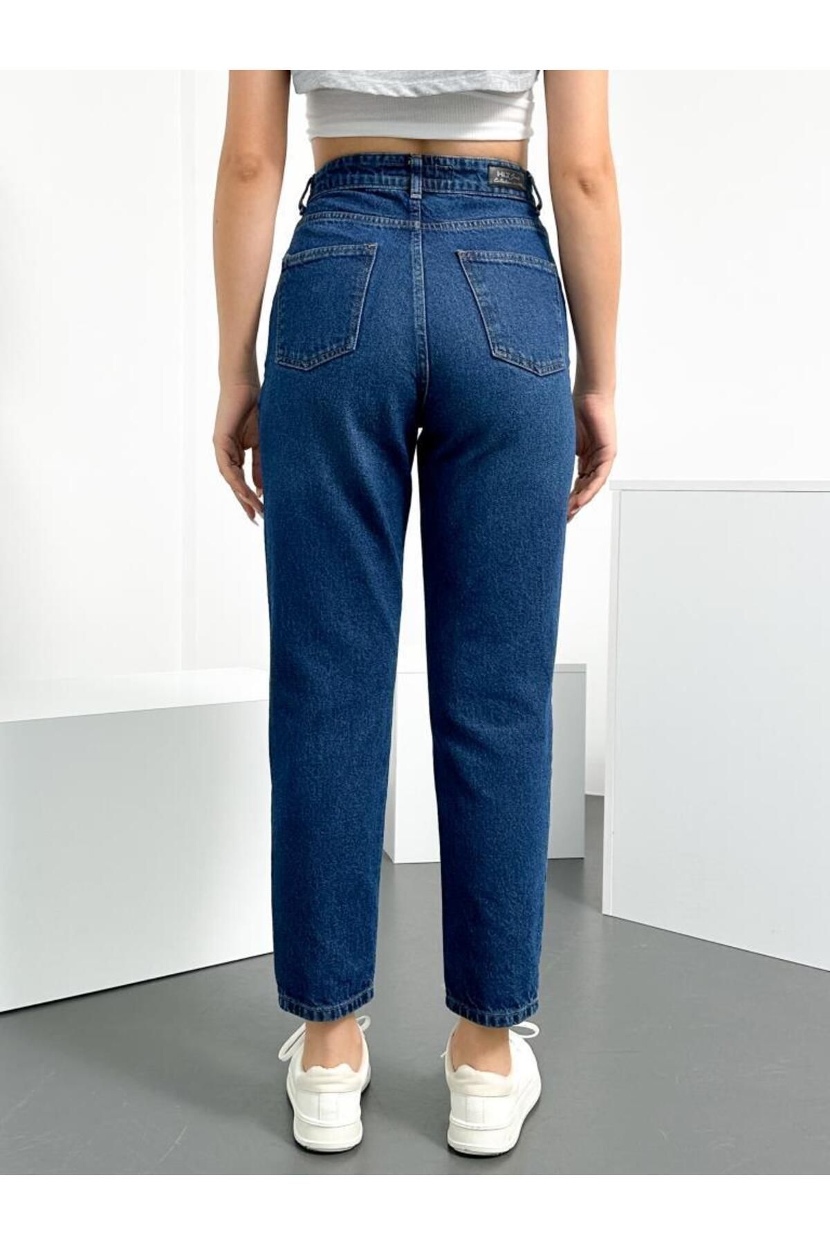 Koyu Mavi Kadın Likralı Mom Jean Yüksek Bel Esnek Kot Pantolon Anna-kymavi Koyu Mavi Kadın Likralı Mom Jean Yüksek Bel Esnek Kot Pantolon Anna-kymavi