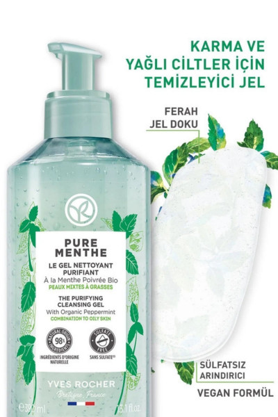 Karma Ve Yağlı Ciltler Için Pure Menthe Prebiyotik Yüz Yıkama Jeli-390 ml Karma Ve Yağlı Ciltler Için Pure Menthe Prebiyotik Yüz Yıkama Jeli-390 ml