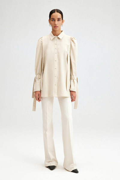 OMUZU BÜZGÜLÜ KETEN CEKET