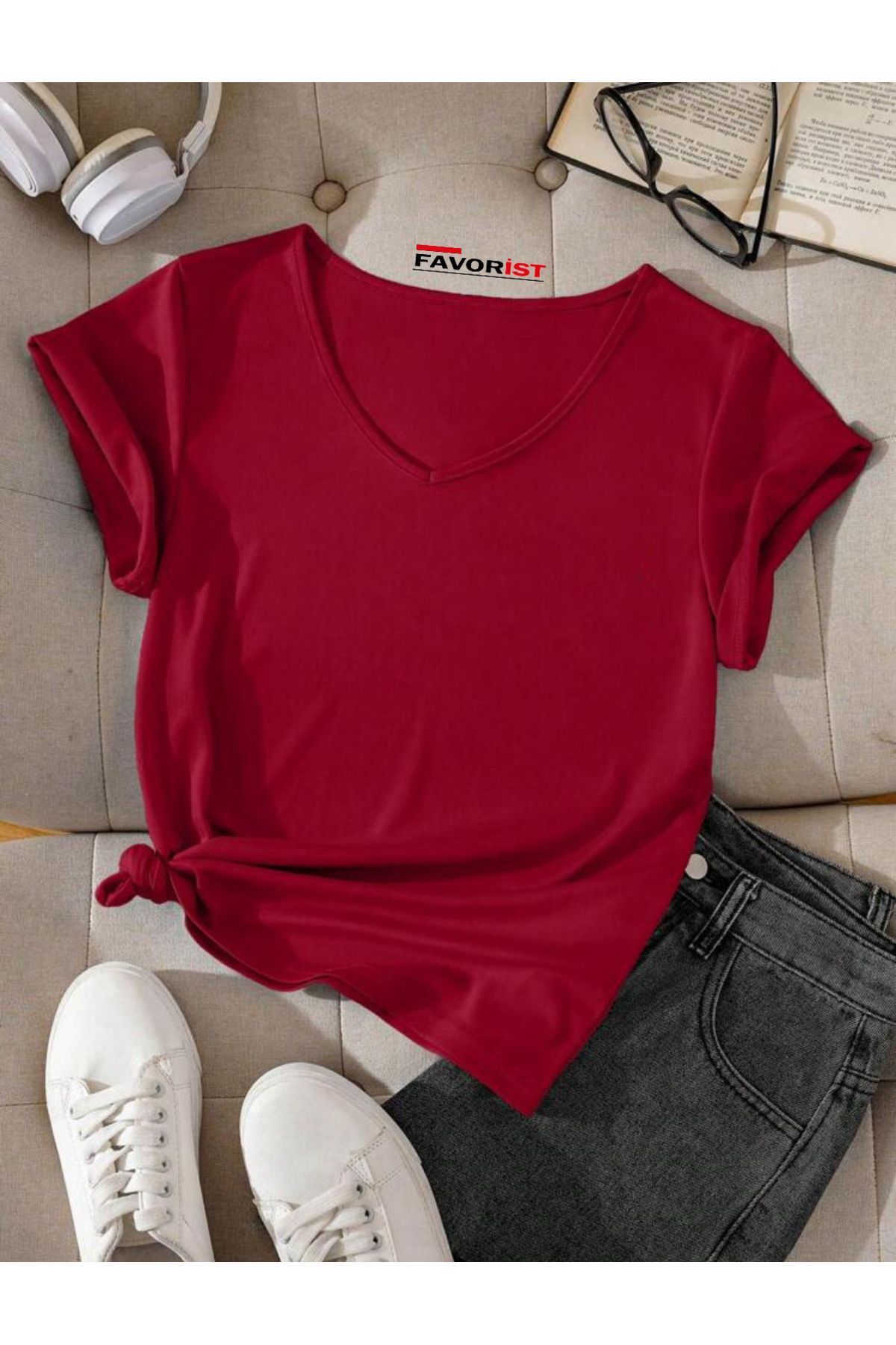 V Yaka (düz Desensiz) Basic Giy Çık Pamuklu Tshirt V Yaka (düz Desensiz) Basic Giy Çık Pamuklu Tshirt