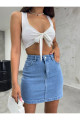 Kadın Yüksek Bel Mini Kot Denim Etek