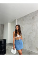 Kadın Yüksek Bel Mini Kot Denim Etek