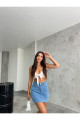 Kadın Yüksek Bel Mini Kot Denim Etek