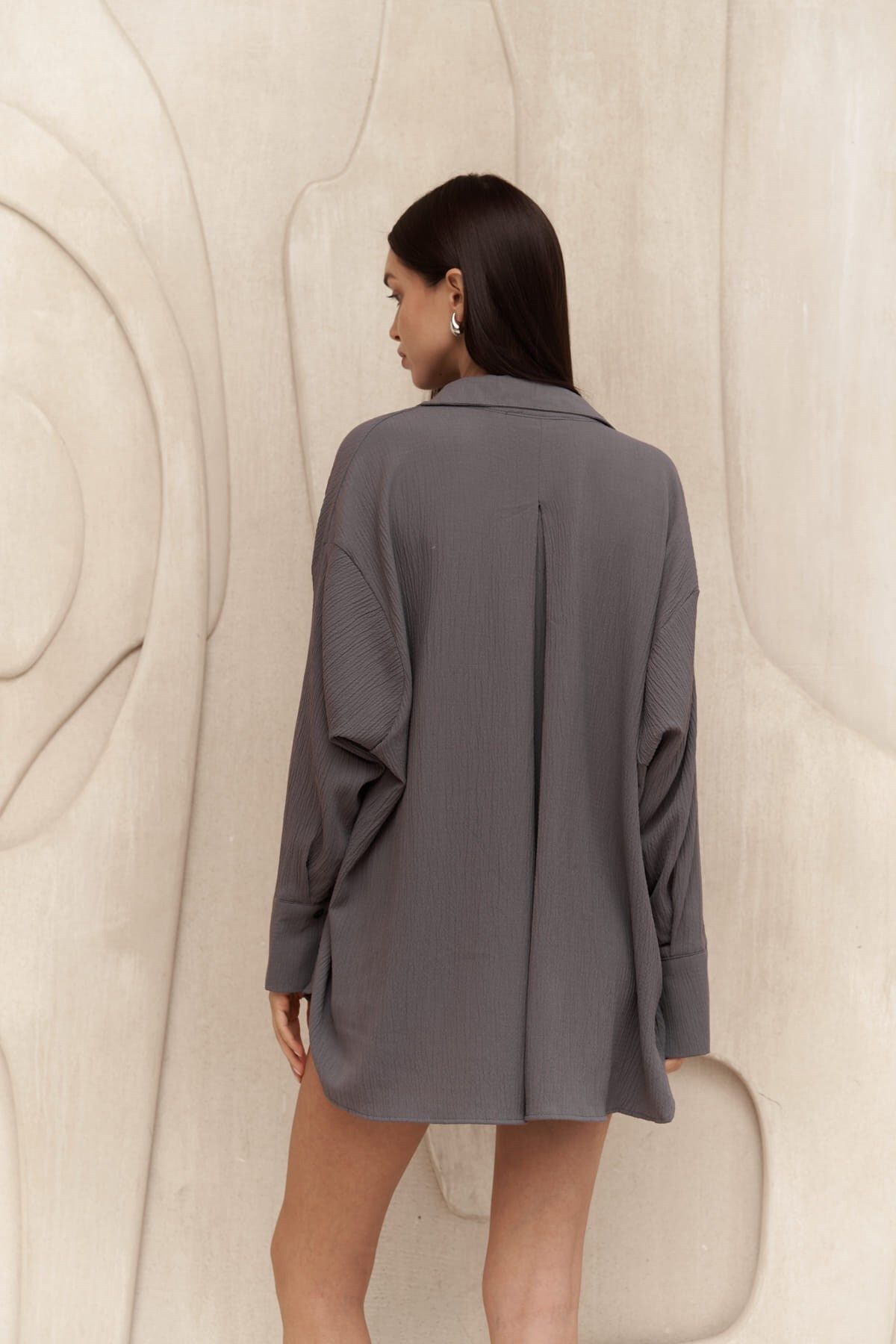Mai Collection Durres Füme Oversize Gömlek Mai Collection Durres Füme Oversize Gömlek