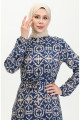 Viskon Desenli Elbise 0362-04 Lacivert Viskon Desenli Elbise 0362-04 Lacivert