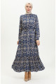 Viskon Desenli Elbise 0362-04 Lacivert Viskon Desenli Elbise 0362-04 Lacivert