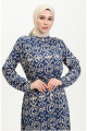 Viskon Desenli Elbise 0362-04 Lacivert Viskon Desenli Elbise 0362-04 Lacivert