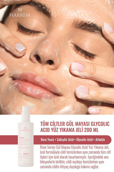 Rose Series Tüm Ciltler Gül Mayası Glycolic Acid Hassas Yüz Yıkama Jeli 200 Ml Rose Series Tüm Ciltler Gül Mayası Glycolic Acid Hassas Yüz Yıkama Jeli 200 Ml