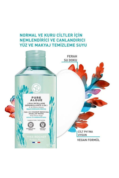 Pure Algue Detoks Etkili, Nemlendirici ve Canlandırıcı - Prebiyotikli Miseler Su 400 ml Pure Algue Detoks Etkili, Nemlendirici ve Canlandırıcı - Prebiyotikli Miseler Su 400 ml