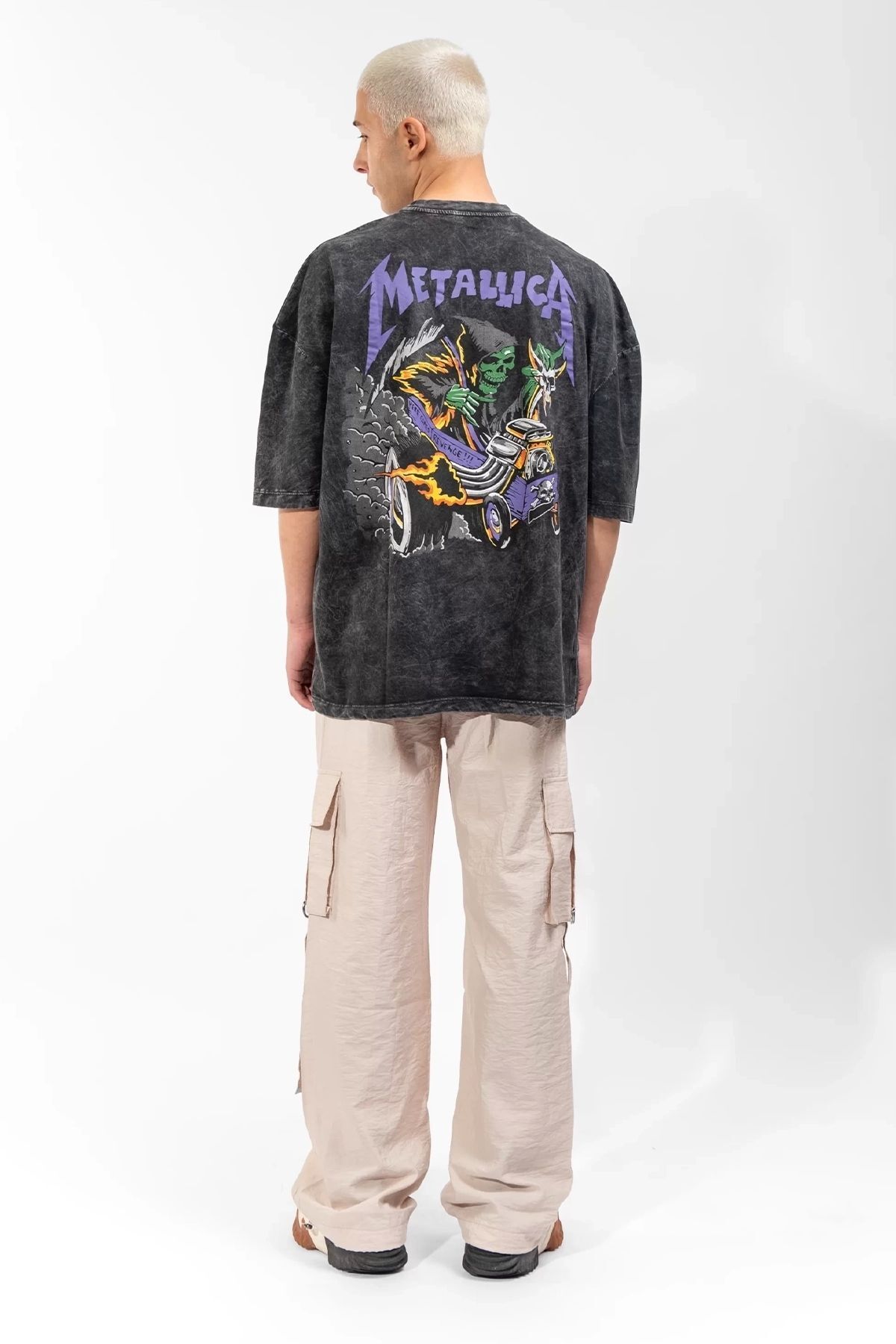 Yıkamalı Metallica Mor Sırt Baskılı Unisex Oversize Tshirt Yıkamalı Metallica Mor Sırt Baskılı Unisex Oversize Tshirt