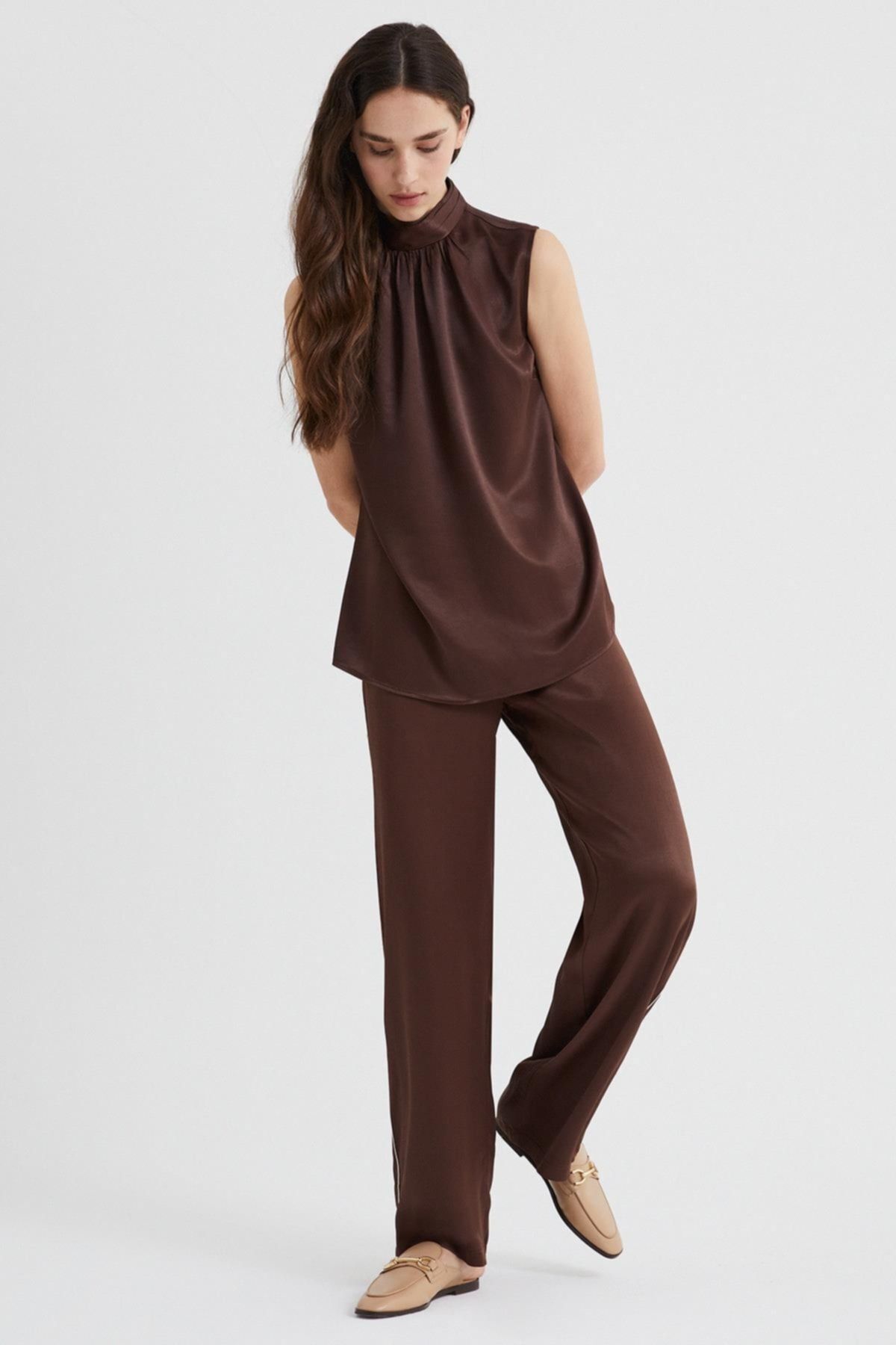 Kolsuz Saten Bluz Kolsuz Saten Bluz