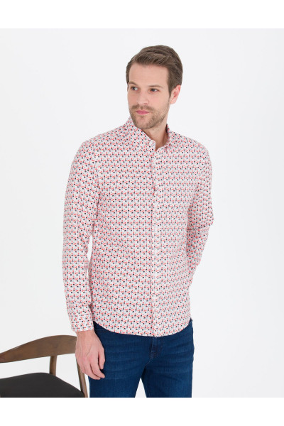 Nar Çiçeği Slim Fit Uzun Kollu Gömlek 50264910-vr039 Nar Çiçeği Slim Fit Uzun Kollu Gömlek 50264910-vr039