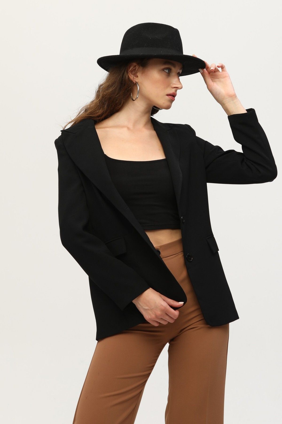Vatkalı Astarlı Blazer Ceket Siyah 0105110 Vatkalı Astarlı Blazer Ceket Siyah 0105110