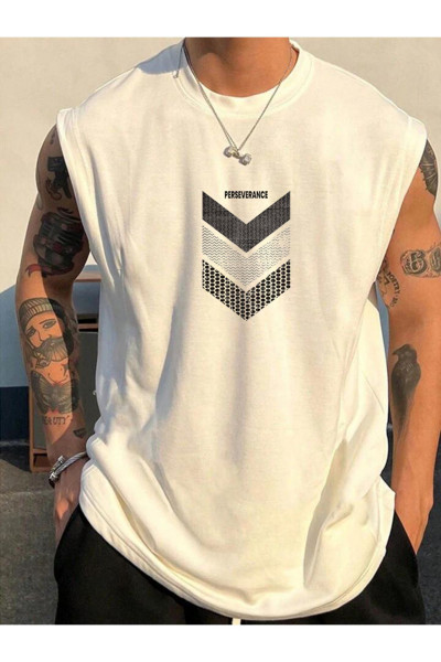 Perseverance Baskılı Kolsuz tshirt  Erkek Sıfır Kol Giyim Spor Giyim Oversize T-SHİRT