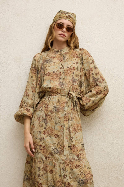 VİSKON BALON KOL ELBİSE VINTAGE