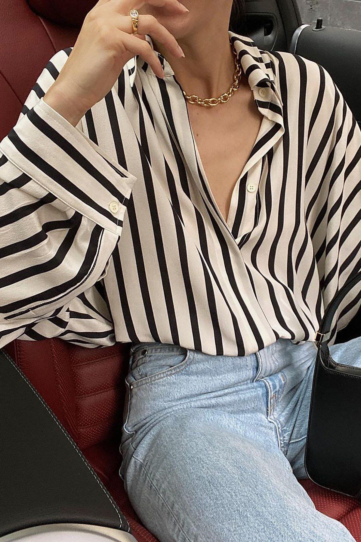 Mad Girls Beyaz Çizgili Gömlek Mg1383 Mad Girls Beyaz Çizgili Gömlek Mg1383