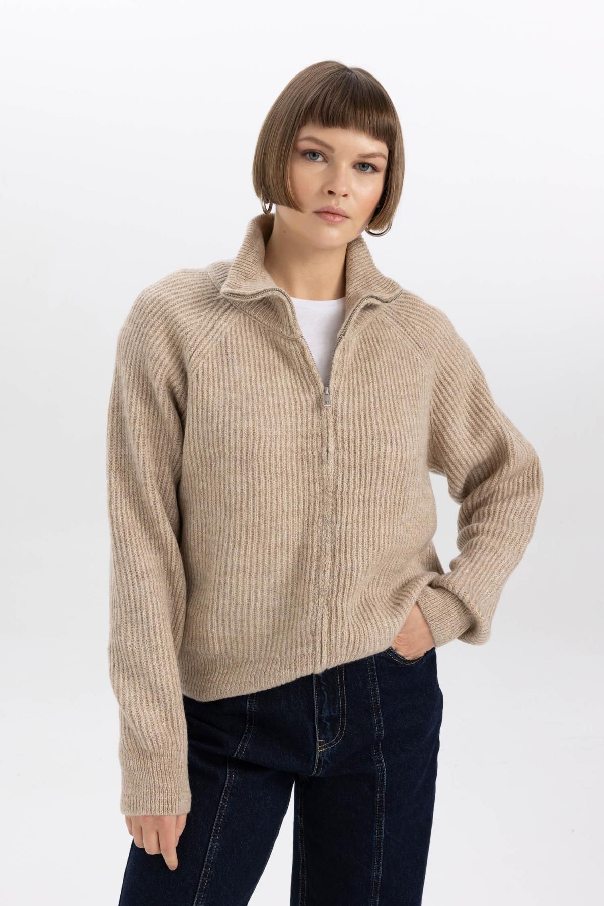 Regular Fit Fermuarlı Yaka Selanik Kumaş Hırka A7811ax23wn Regular Fit Fermuarlı Yaka Selanik Kumaş Hırka A7811ax23wn