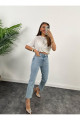 Premium Kalite Paçası Kesik Toparlayıcı Likralı BoyFit Jean Premium Kalite Paçası Kesik Toparlayıcı Likralı BoyFit Jean