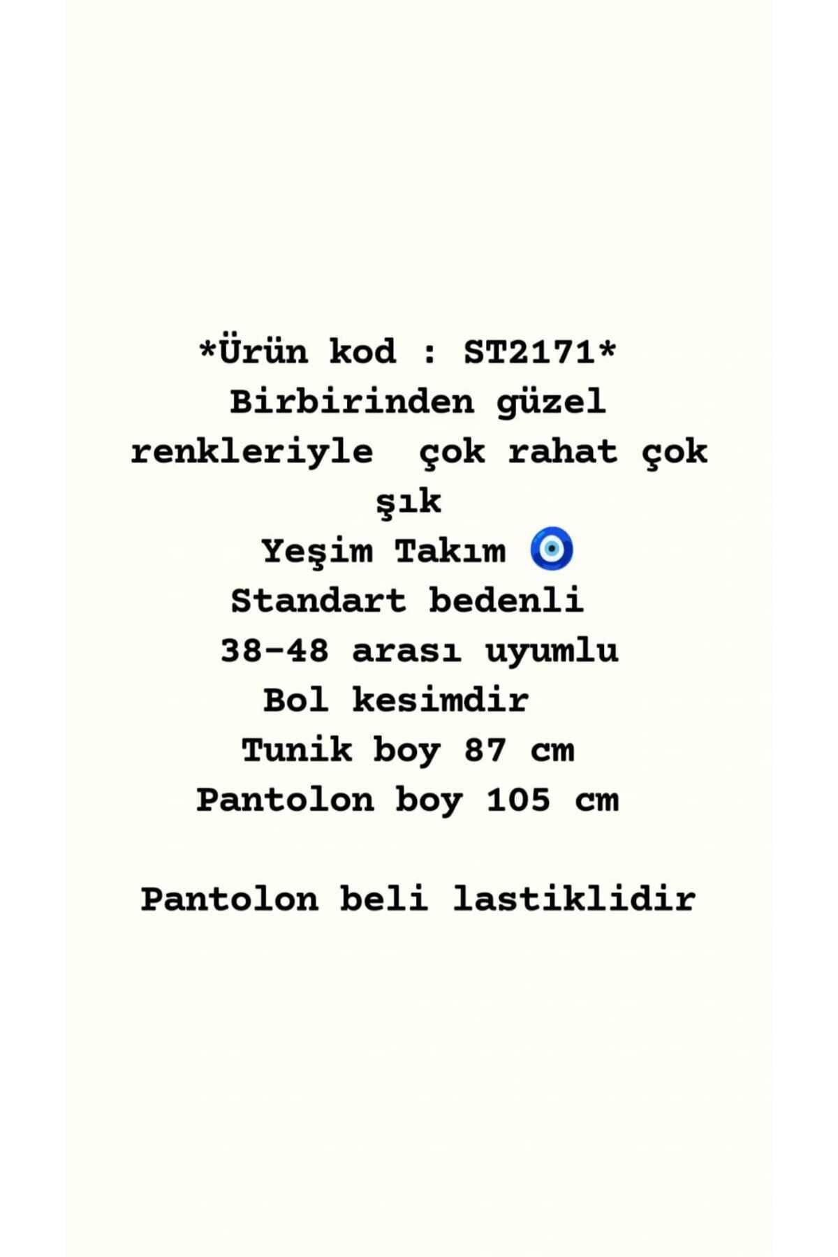 Yeşim Takım Sandy Kumaş Pantolon Tunik İkili Yazlık Tesettür Giyim ST2171