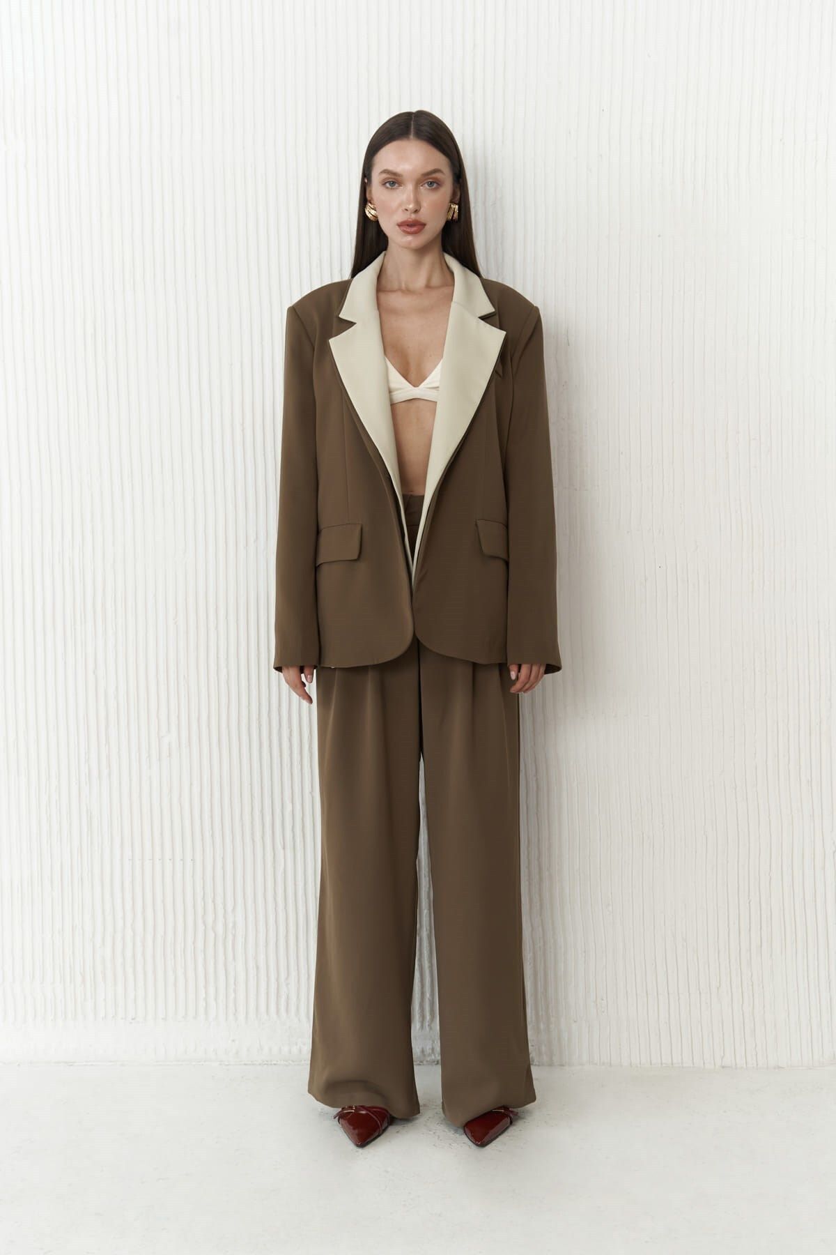 Mai Collection Elias Çift Yaka Detay Haki Blazer Mai Collection Elias Çift Yaka Detay Haki Blazer
