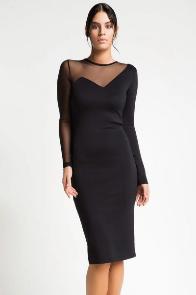 Tül Detay Dudak Yaka Elbise Tül Detay Dudak Yaka Elbise