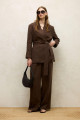 KETEN KRUVAZE BLAZER CEKET ACI KAHVE KETEN KRUVAZE BLAZER CEKET ACI KAHVE
