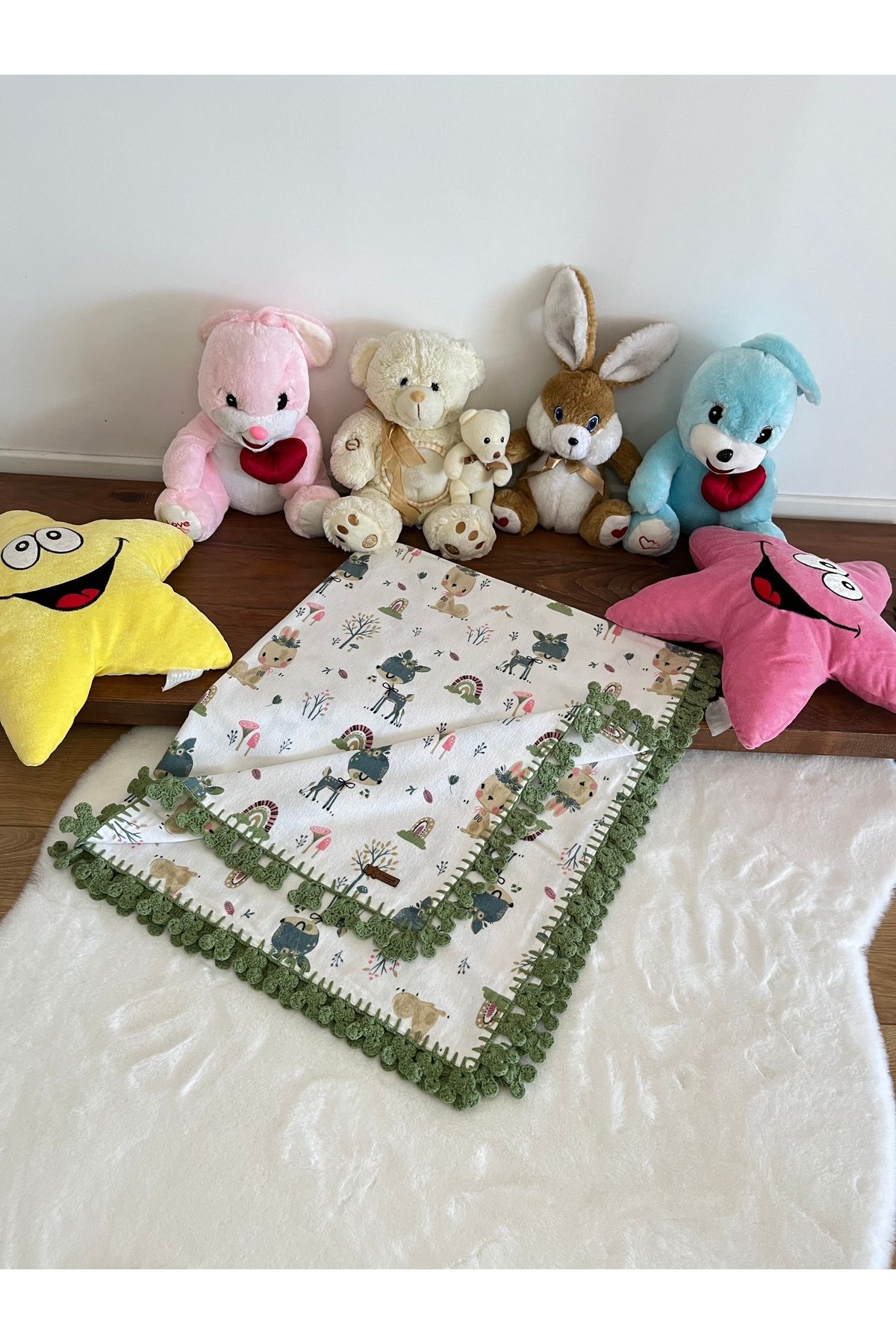 Pazen (Flanel) çift katlı 110x100cm kenarları el örgüsü Bebek Battaniyesi Pazen (Flanel) çift katlı 110x100cm kenarları el örgüsü Bebek Battaniyesi