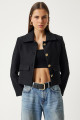 Tüvit Crop Blazer Ceket Siyah Lto0002 Tüvit Crop Blazer Ceket Siyah Lto0002