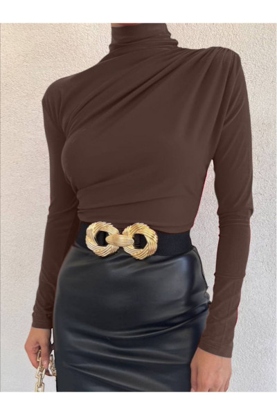 Yarım Boğaz Büzgülü Sandy Bluz