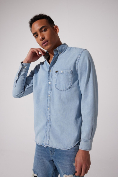 Regular Fit Normal Kesim %100 Pamuk Mavi Jean Kot Gömlek Regular Fit Normal Kesim %100 Pamuk Mavi Jean Kot Gömlek