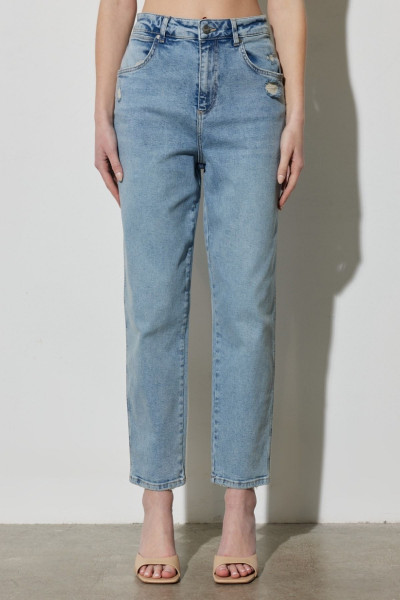 Mom Fit Yüksek Bel Dar Paça Vintage Cut Kadın Mavi Pamuklu Esnek Jean Kot Pantolon Mom Fit Yüksek Bel Dar Paça Vintage Cut Kadın Mavi Pamuklu Esnek Jean Kot Pantolon