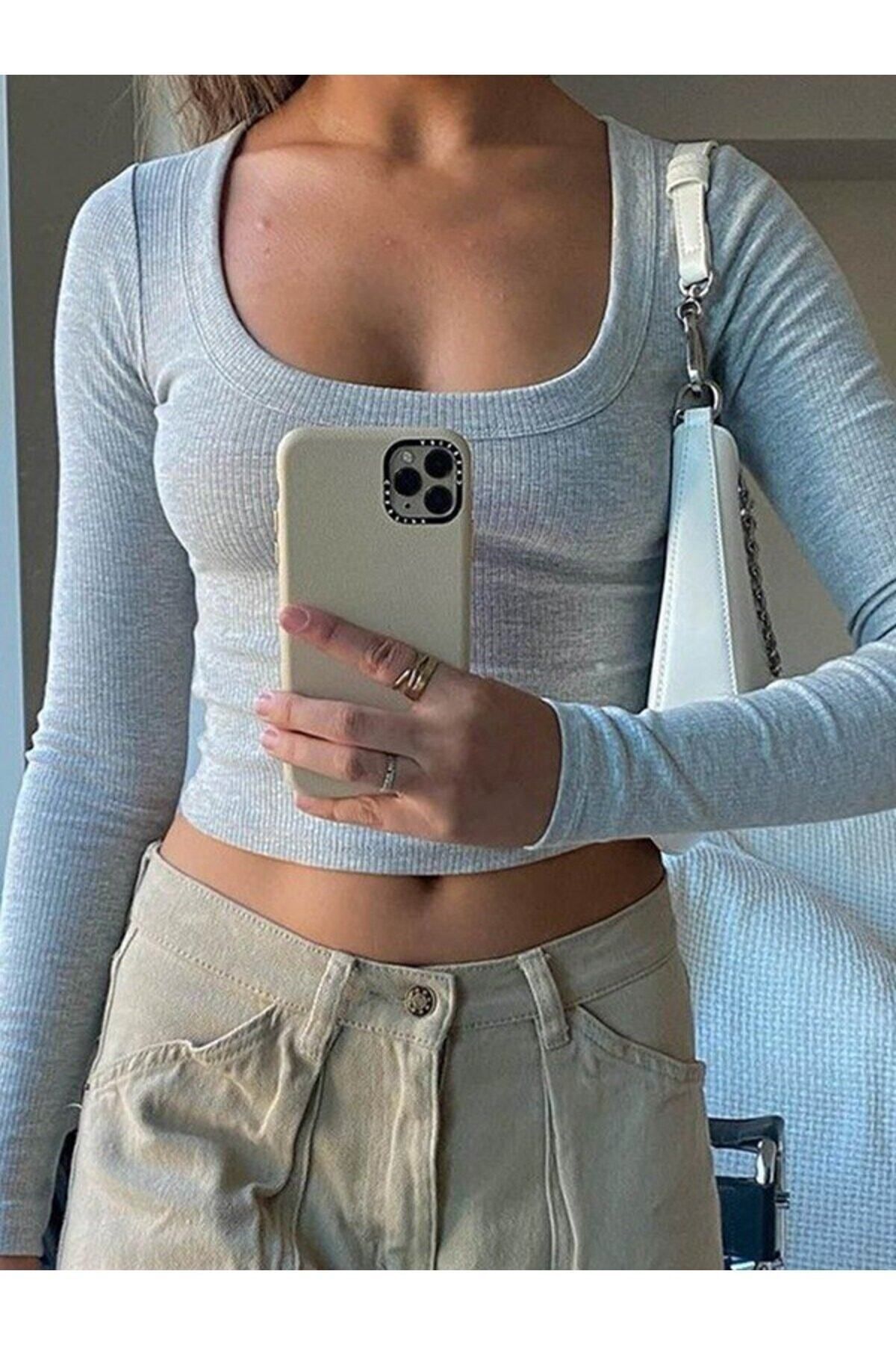 Uzun Kollu Crop Top Uzun Kollu Crop Top