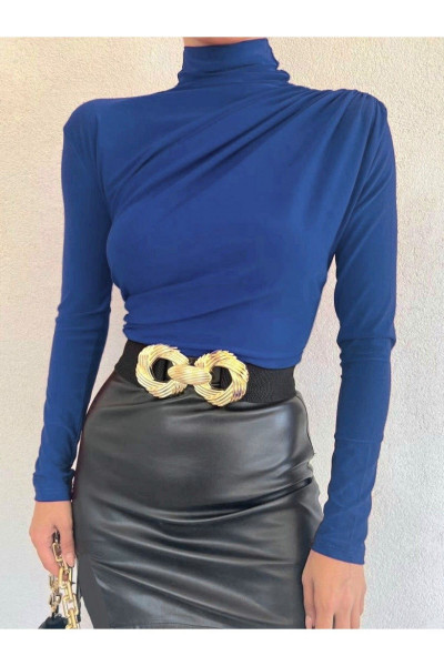 Yarım Boğaz Büzgülü Sandy Bluz