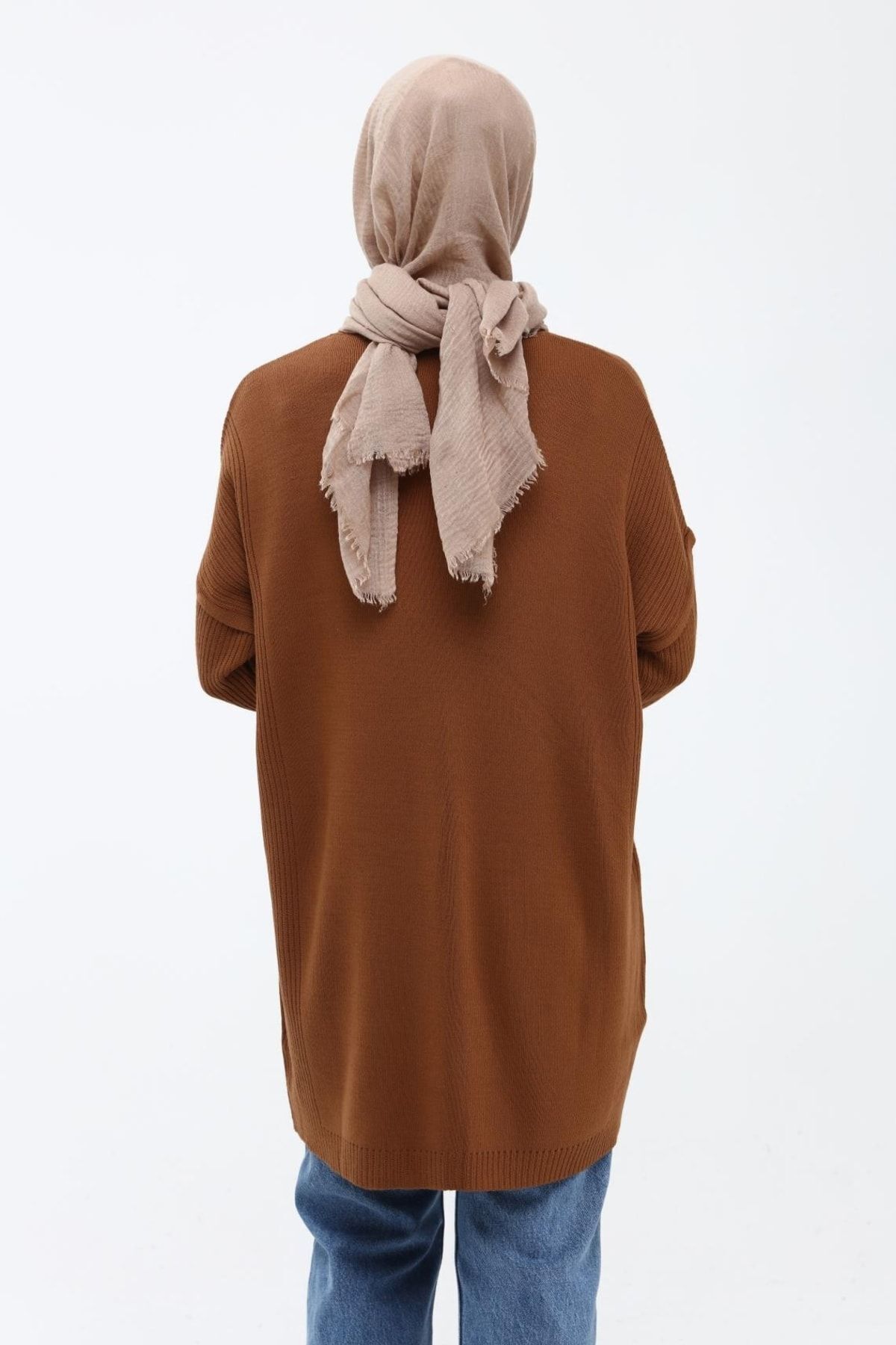 Kadın Taba Çift Cepli Tesettür Uzun Tesettür Triko Tunik 4305 Kadın Taba Çift Cepli Tesettür Uzun Tesettür Triko Tunik 4305
