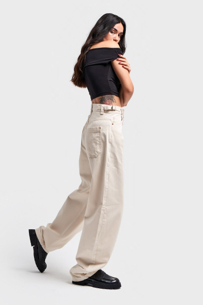 Kadın Raw Renk Baggy Fit Süper Uzun Denim Pantolon Kadın Raw Renk Baggy Fit Süper Uzun Denim Pantolon