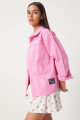 Kadın Pembe Cepli Oversize Gabardin Ceket RV00190 Kadın Pembe Cepli Oversize Gabardin Ceket RV00190