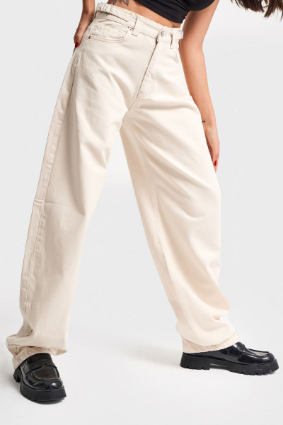 Kadın Raw Renk Baggy Fit Süper Uzun Denim Pantolon Kadın Raw Renk Baggy Fit Süper Uzun Denim Pantolon