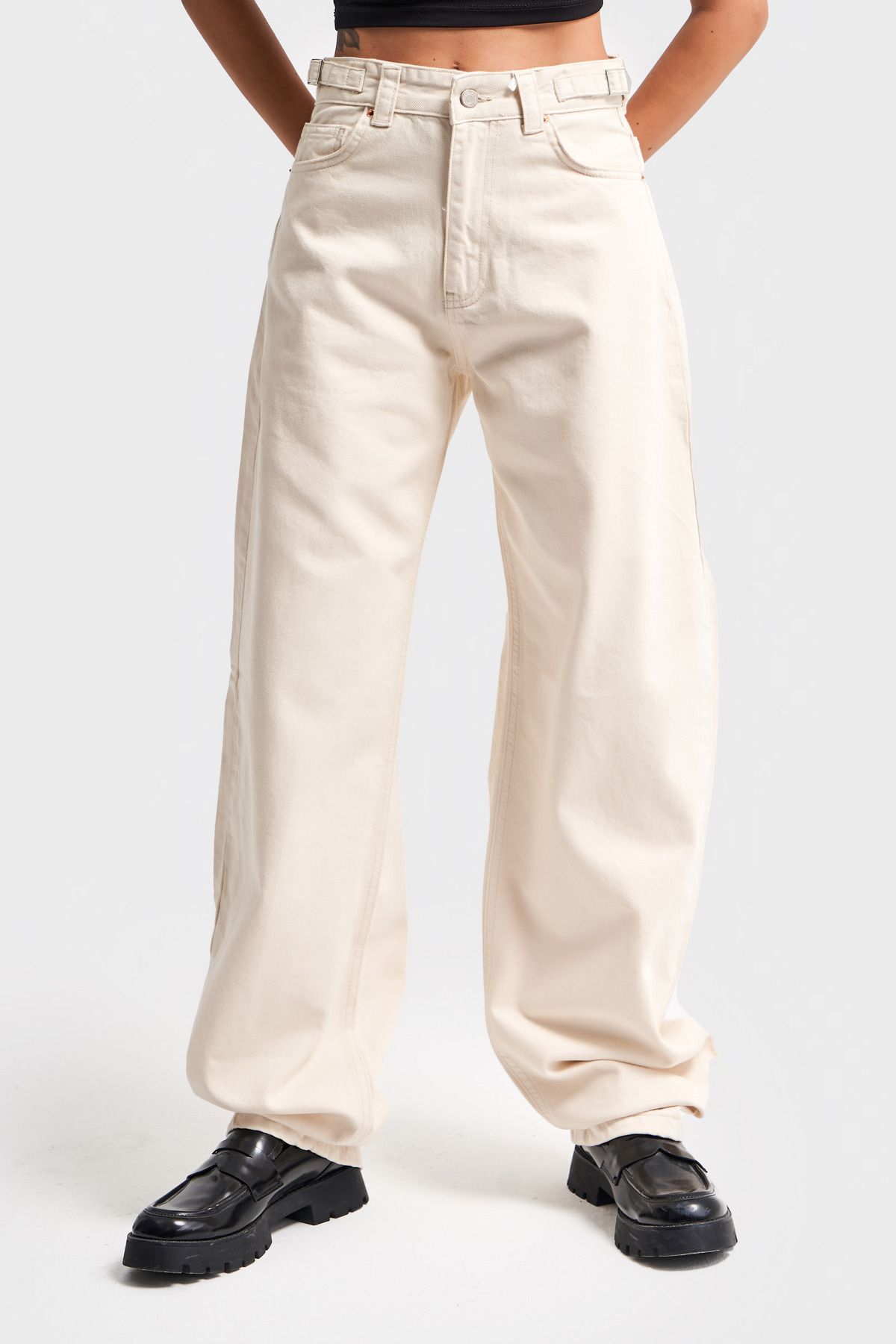 Kadın Raw Renk Baggy Fit Süper Uzun Denim Pantolon Kadın Raw Renk Baggy Fit Süper Uzun Denim Pantolon