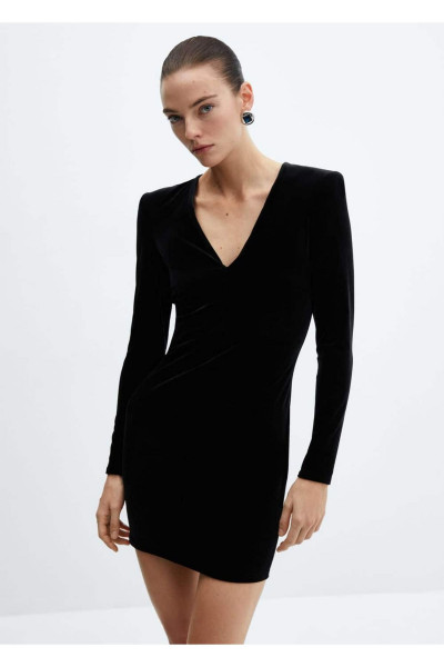 Vatkalı kadife elbise