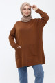 Kadın Taba Çift Cepli Tesettür Uzun Tesettür Triko Tunik 4305 Kadın Taba Çift Cepli Tesettür Uzun Tesettür Triko Tunik 4305