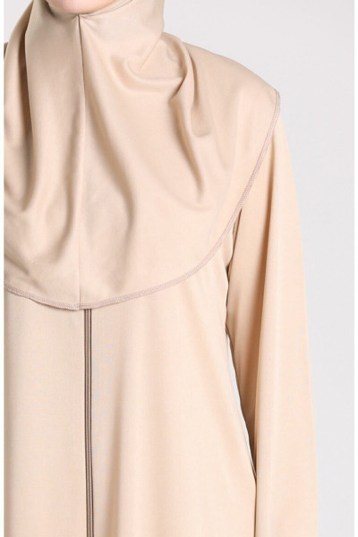 Vizon Renk Fermuarlı Namaz Elbisesi Vizon Renk Fermuarlı Namaz Elbisesi