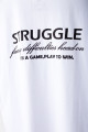 Unisex Beyaz Siyah Struggle Baskılı Bisiklet Yaka Oversize Tişört