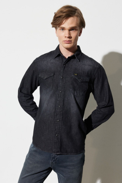 Regular Fit Normal Kesim %100 Pamuk Antrasit Jean Kot Gömlek Regular Fit Normal Kesim %100 Pamuk Antrasit Jean Kot Gömlek