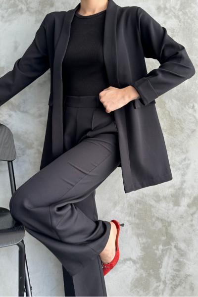 Kadın Yeni Sezon Duble Kol Giy Çık Mevsimlik Ceket Siyah