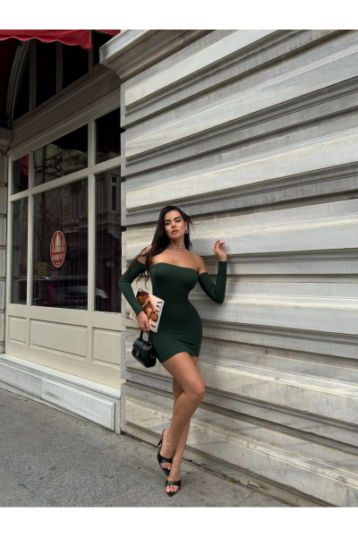Kadın Yeşil Mini Straplez Elbise Kadın Yeşil Mini Straplez Elbise