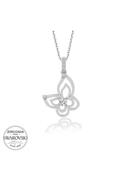 Swarovski Taşlı Gümüş Kelebek Kolye Swarovski Taşlı Gümüş Kelebek Kolye