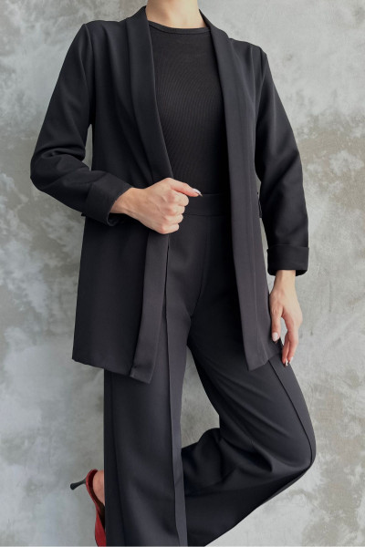 Kadın Yeni Sezon Duble Kol Giy Çık Mevsimlik Ceket Siyah